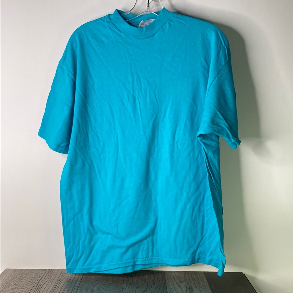 Vintage Hanes Men's XL Aqua Short Sleeve Tee - Stained